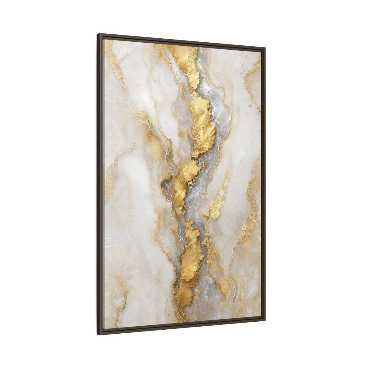 Side Mockup 8. Gilded Marble Vein shown as framed canvas print