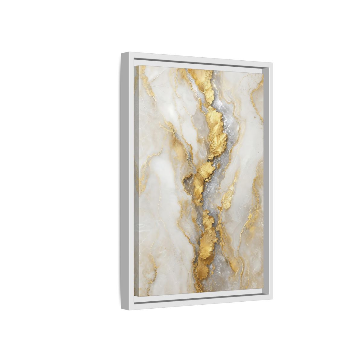 Side Mockup 4. Gilded Marble Vein shown as framed canvas print