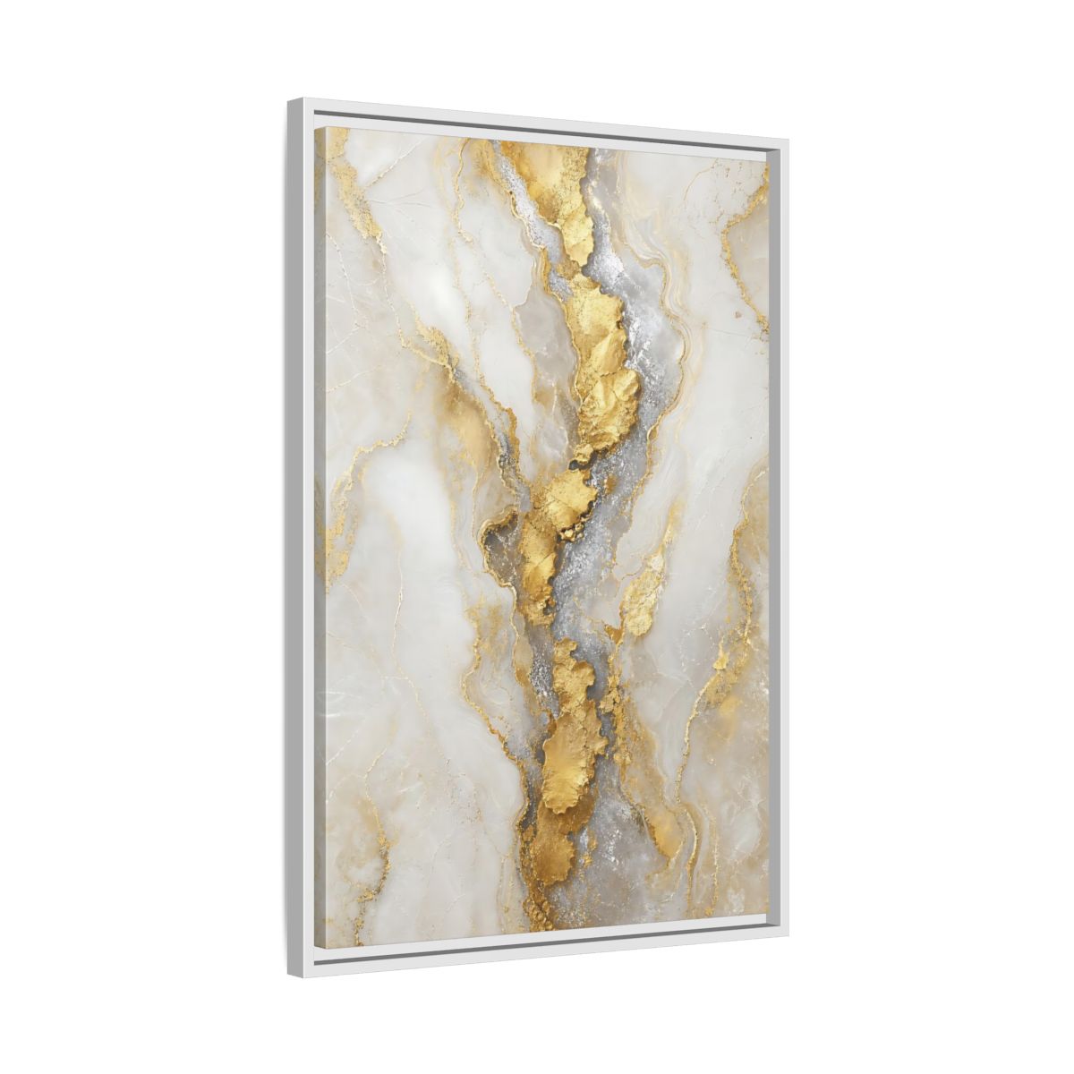 Side Mockup 10. Gilded Marble Vein shown as framed canvas print