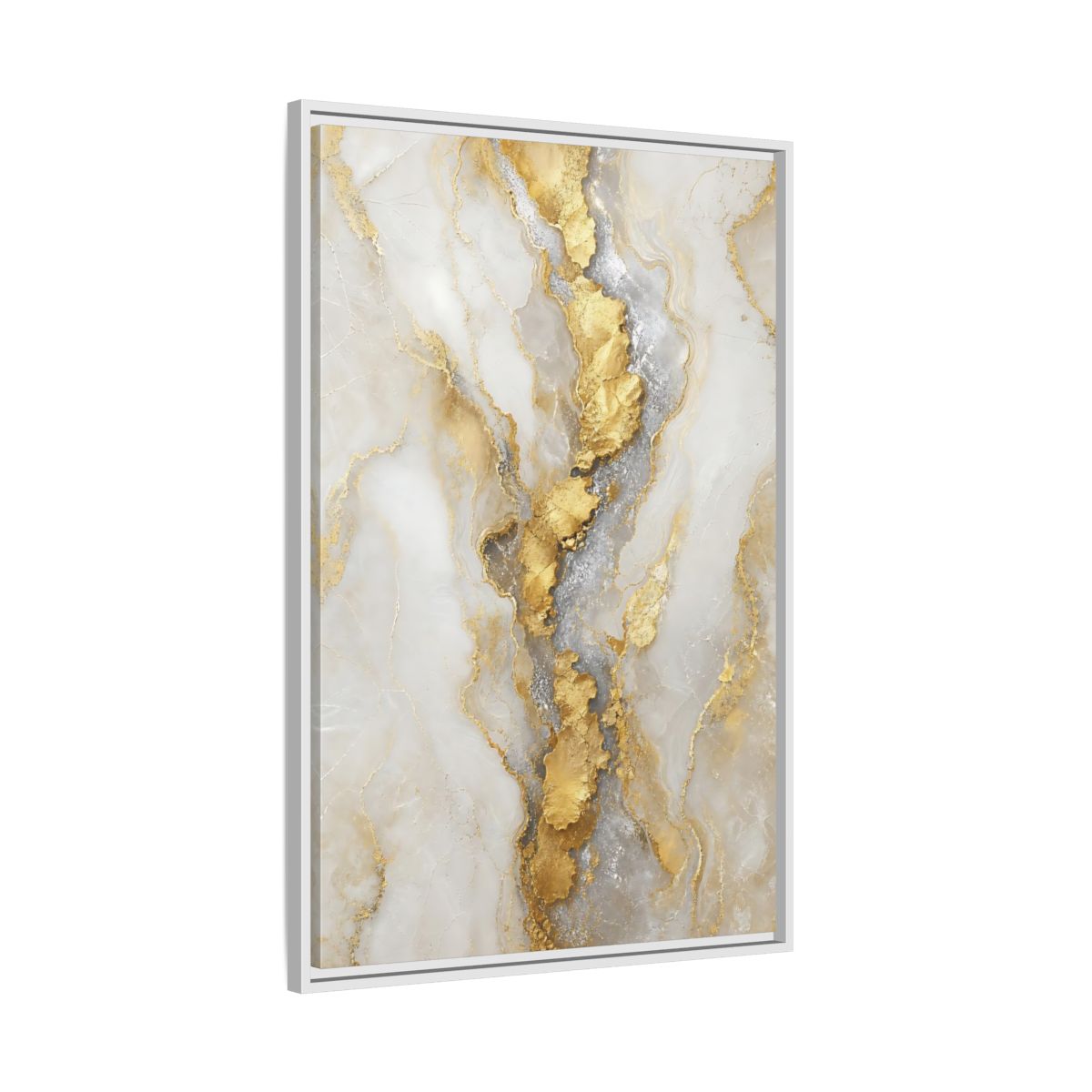 Side Mockup 9. Gilded Marble Vein shown as framed canvas print