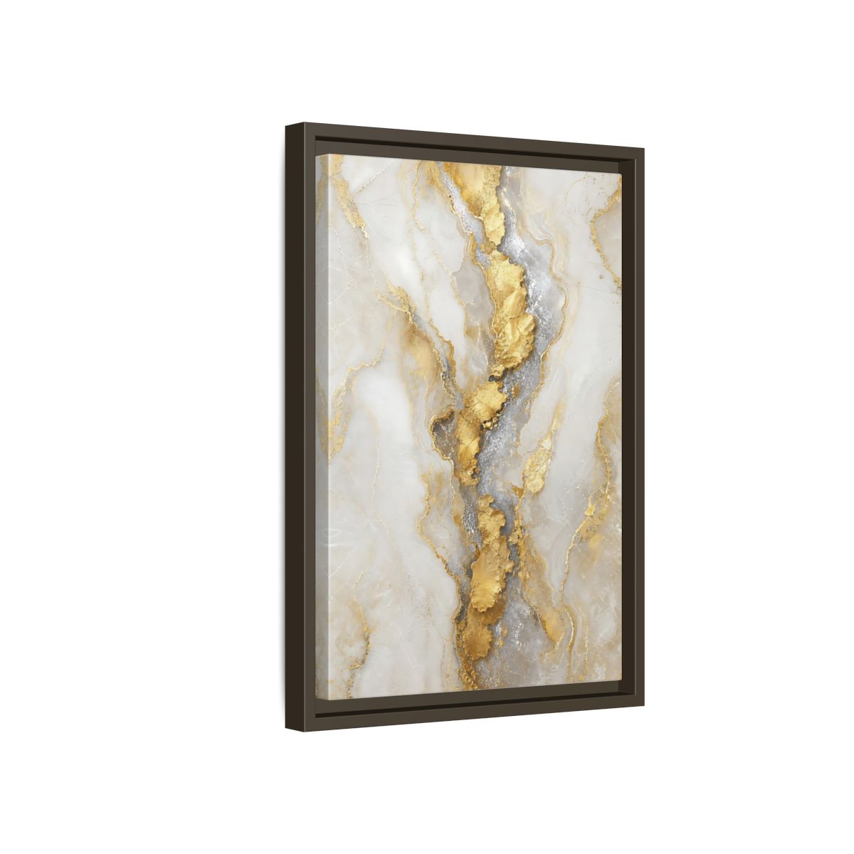 Side Mockup 5. Gilded Marble Vein shown as framed canvas print