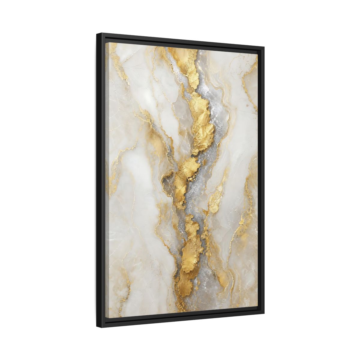 Side Mockup 14. Gilded Marble Vein shown as framed canvas print