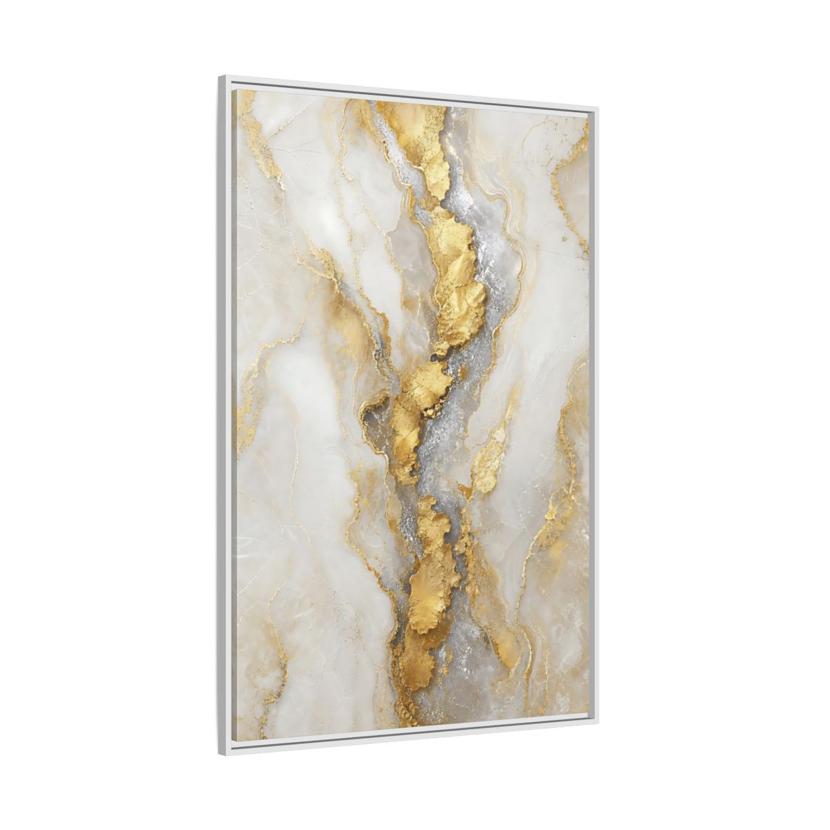 Side Mockup 7. Gilded Marble Vein shown as framed canvas print