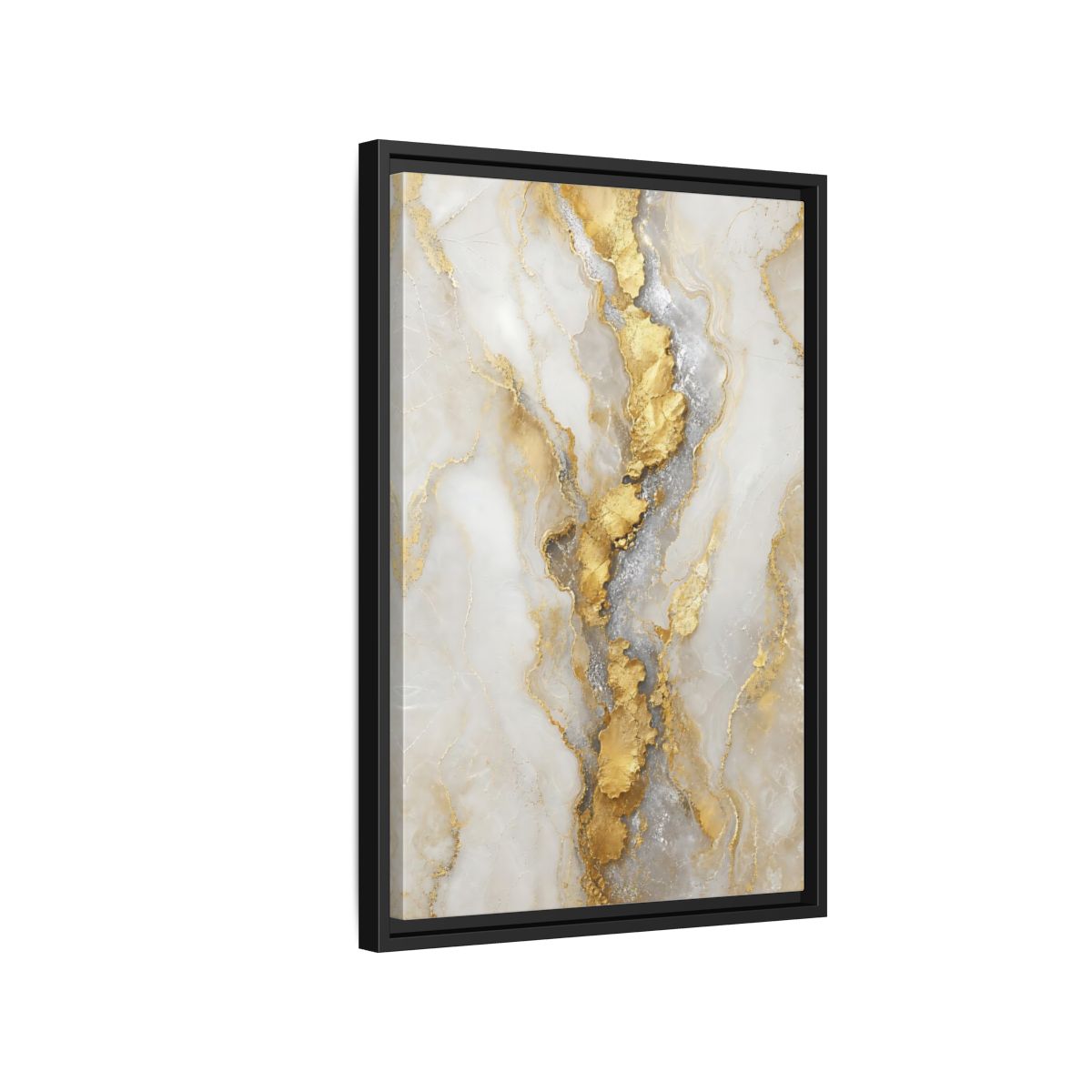 Side Mockup 3. Gilded Marble Vein shown as framed canvas print