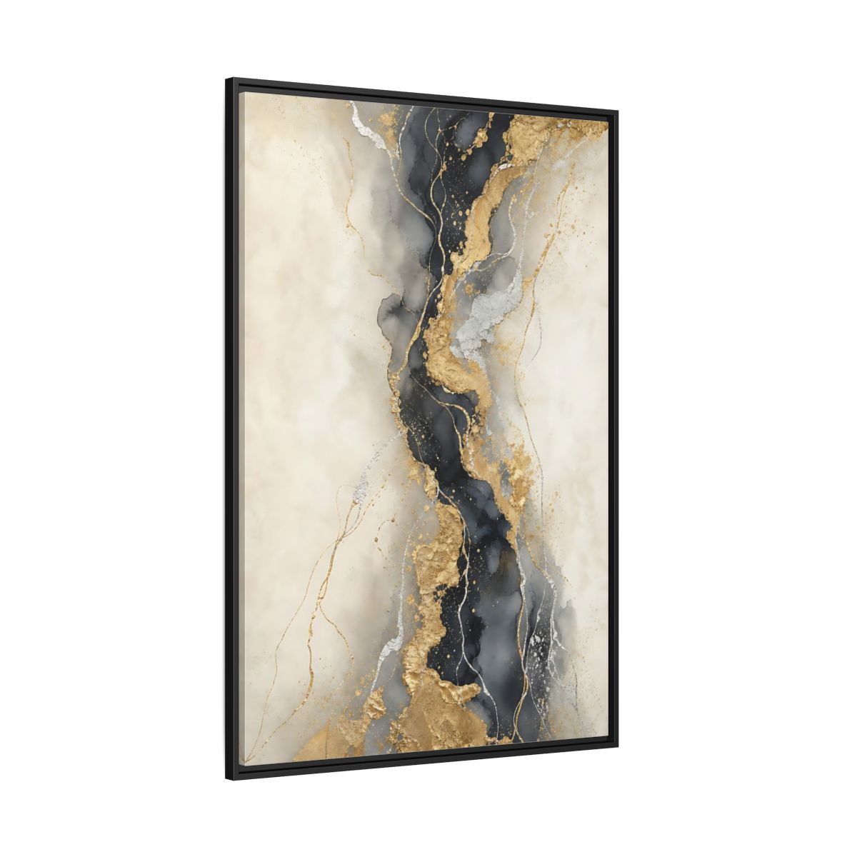 Side Mockup 12. Gilded Marble Vein shown as framed canvas print