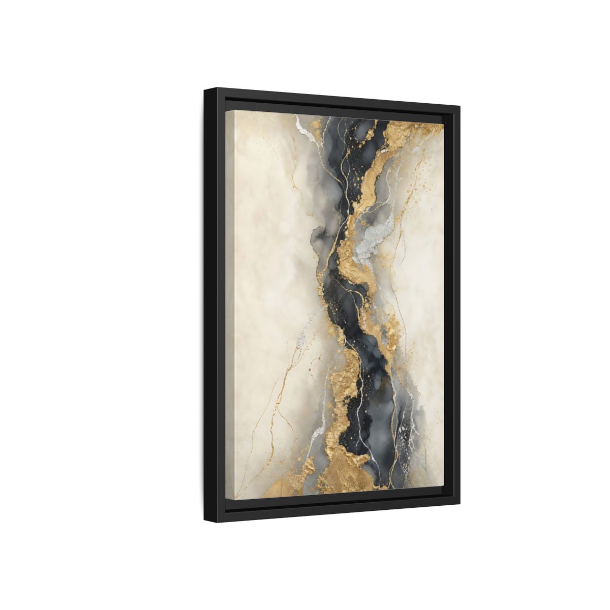 Side Mockup 6. Gilded Marble Vein shown as framed canvas print