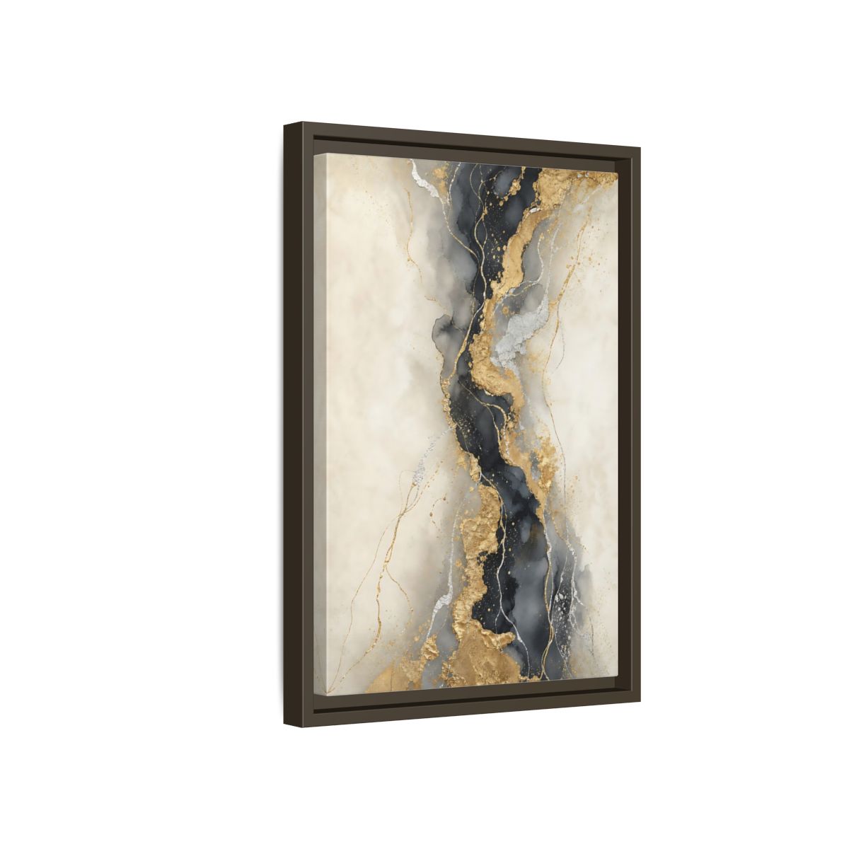 Side Mockup 5. Gilded Marble Vein shown as framed canvas print