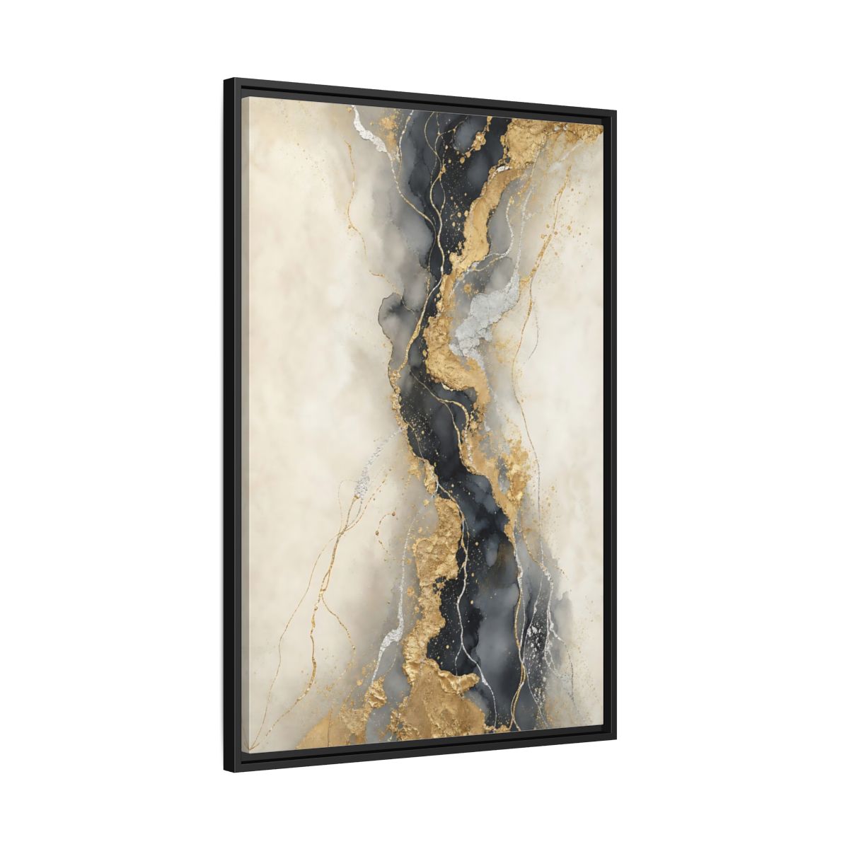 Side Mockup 13. Gilded Marble Vein shown as framed canvas print