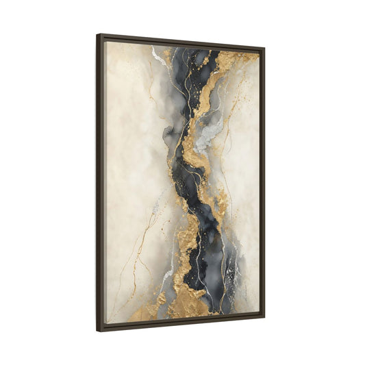 Main Mockup. Gilded Marble Vein shown as framed canvas print