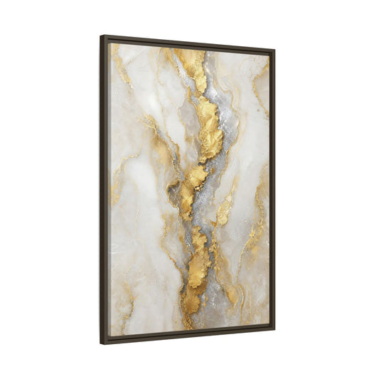 Main Mockup. Gilded Marble Vein shown as framed canvas print