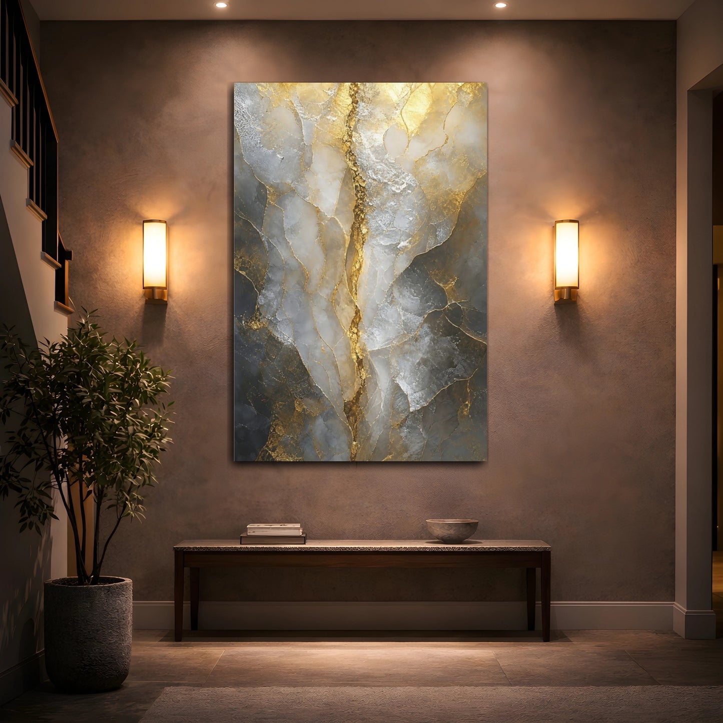 Mockup 2. Gilded Marble Vein shown as canvas print
