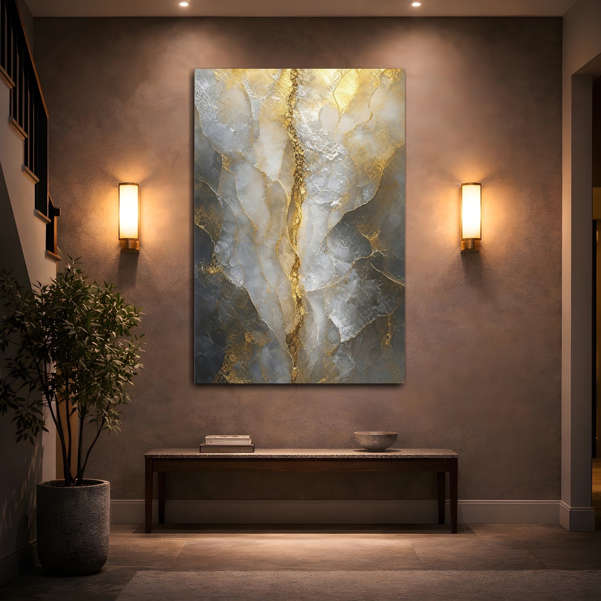 Mockup 2. Gilded Marble Vein shown as canvas print