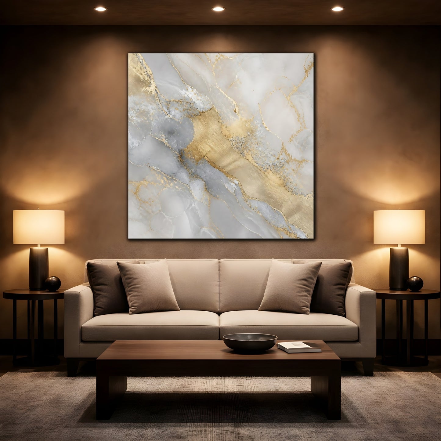 Mockup 2. Gilded Marble Vein shown as canvas print