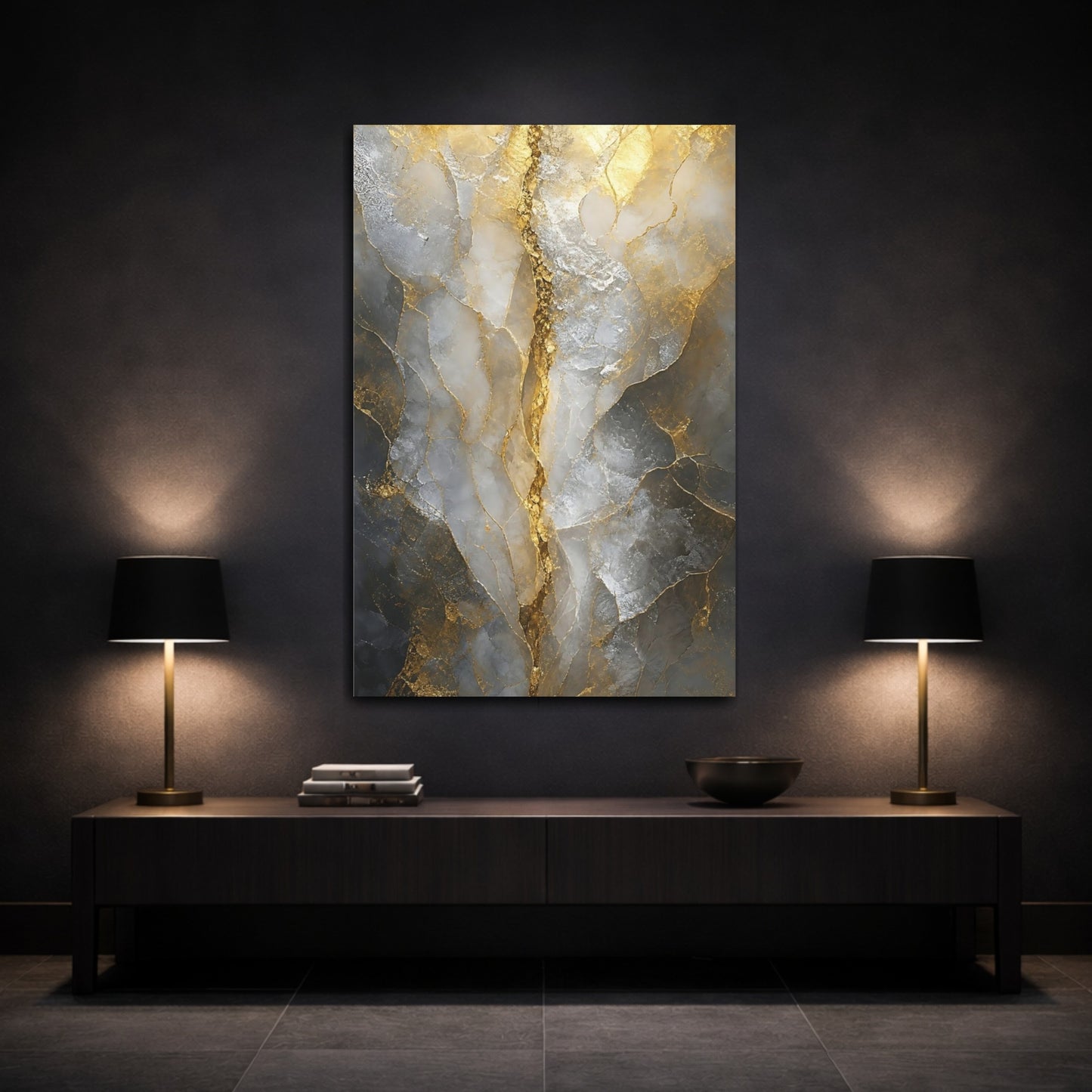 Mockup 3. Gilded Marble Vein shown as canvas print