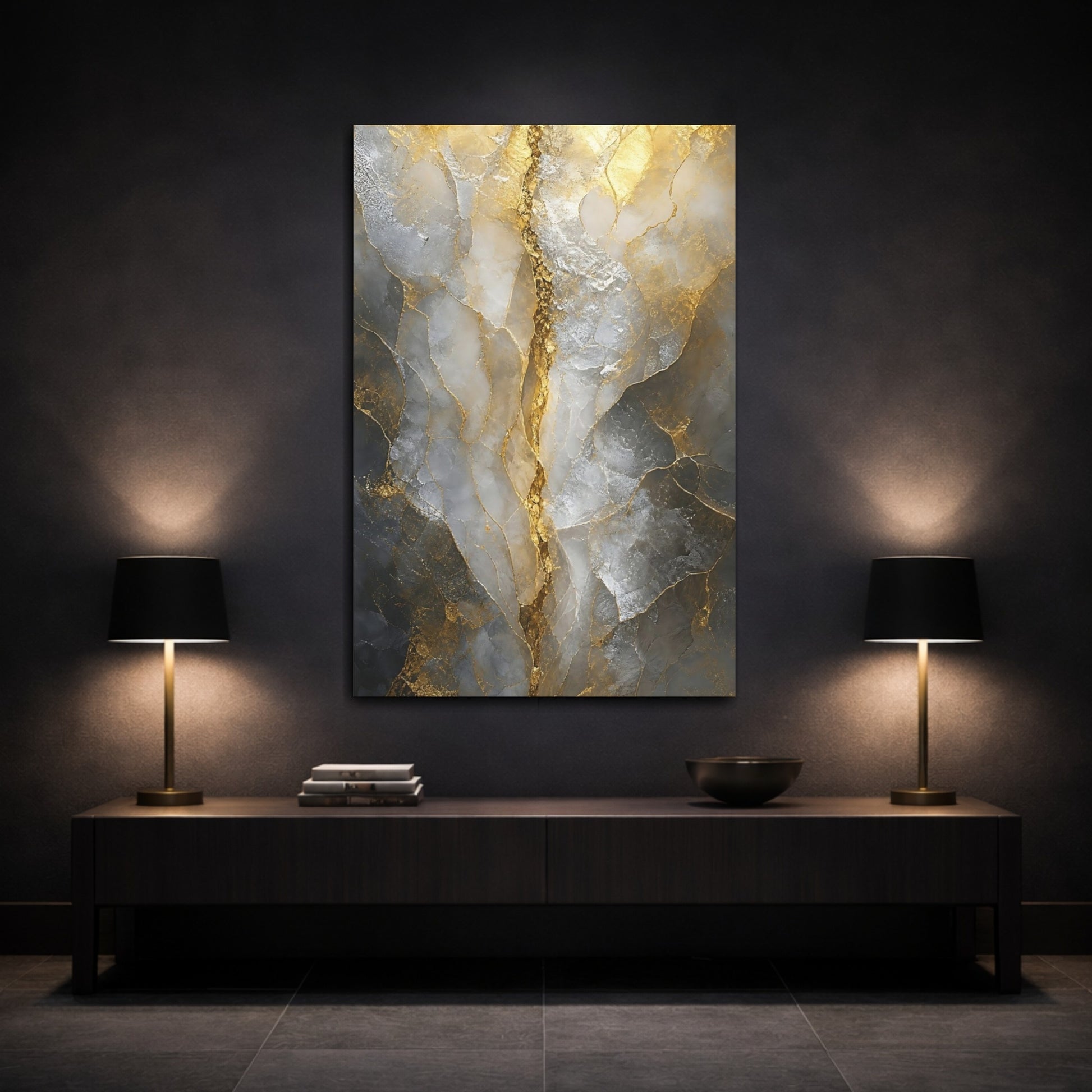 Mockup 3. Gilded Marble Vein shown as canvas print
