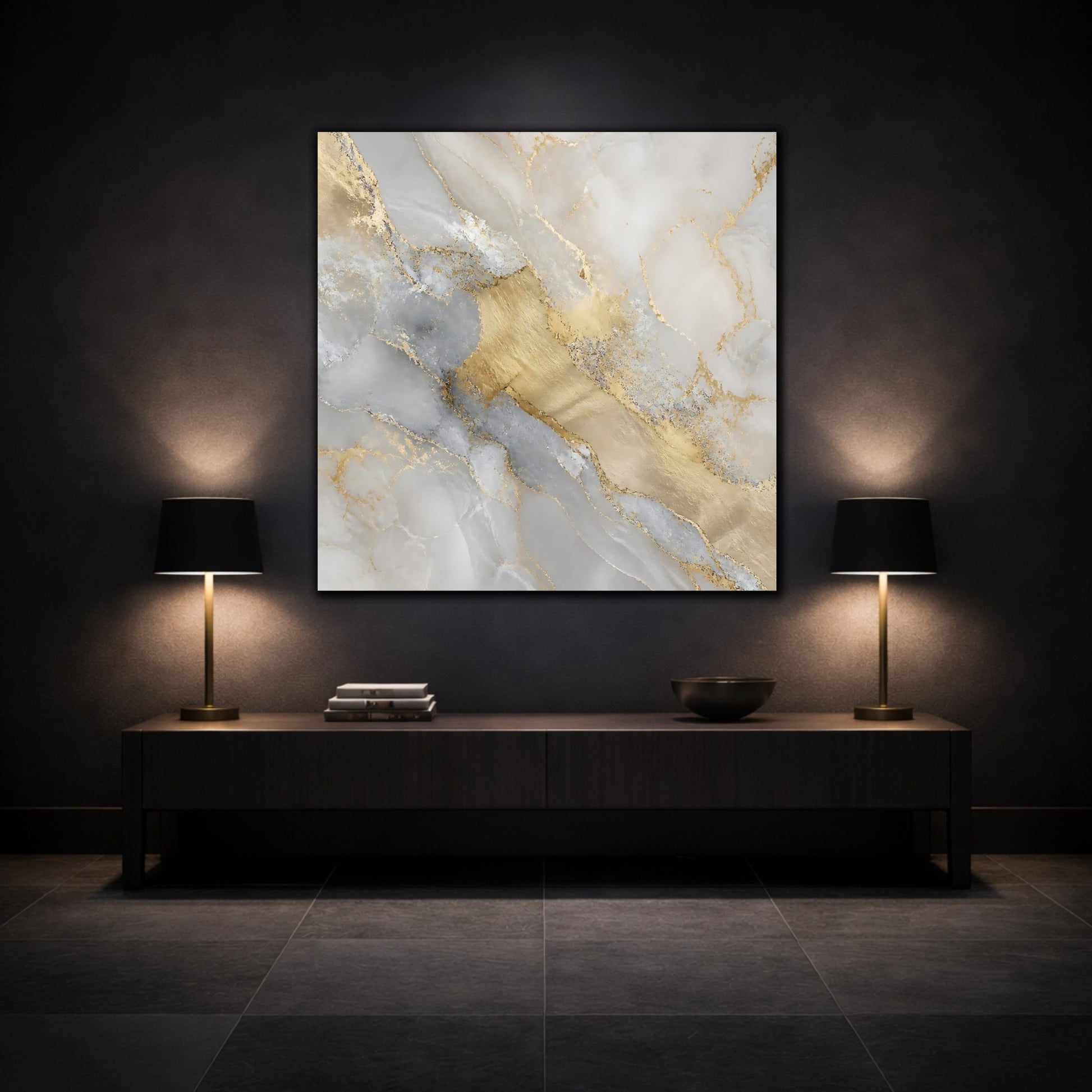 Mockup 3. Gilded Marble Vein shown as canvas print