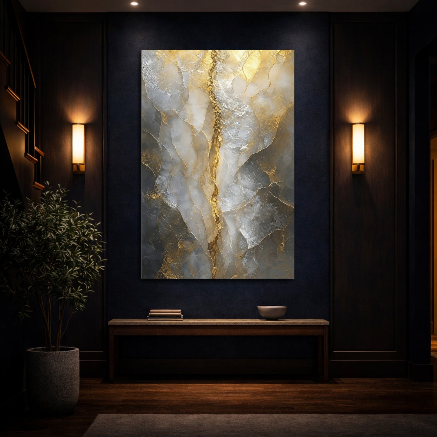 Mockup 4. Gilded Marble Vein shown as canvas print