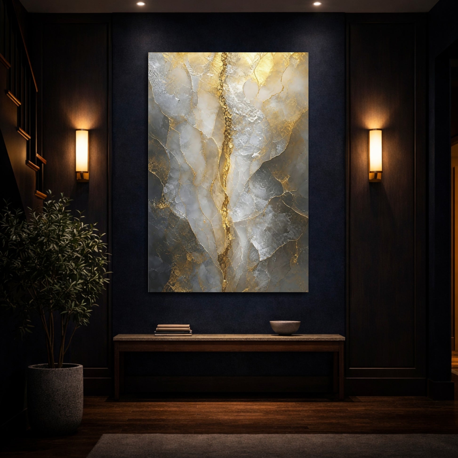 Mockup 4. Gilded Marble Vein shown as canvas print