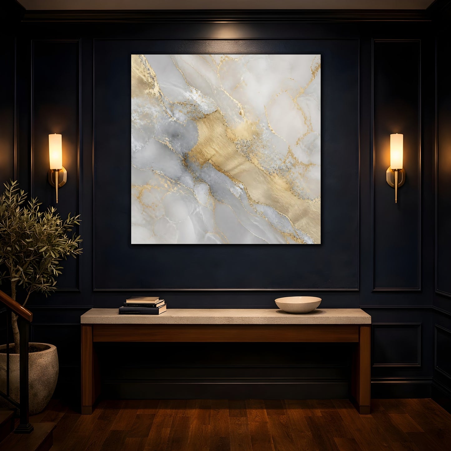 Mockup 4. Gilded Marble Vein shown as canvas print