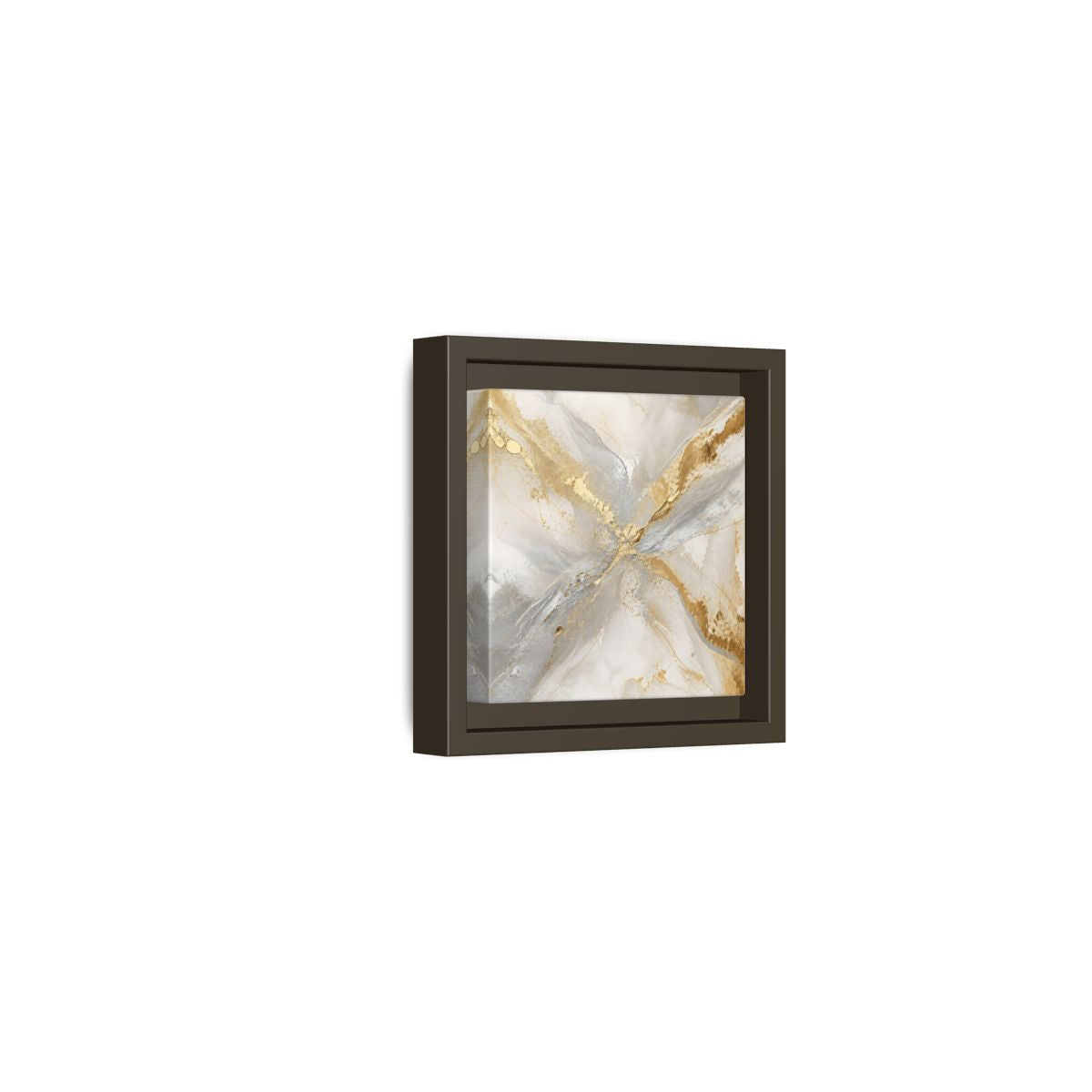 Side Mockup 23. Gilded Marble Veins shown as framed canvas print