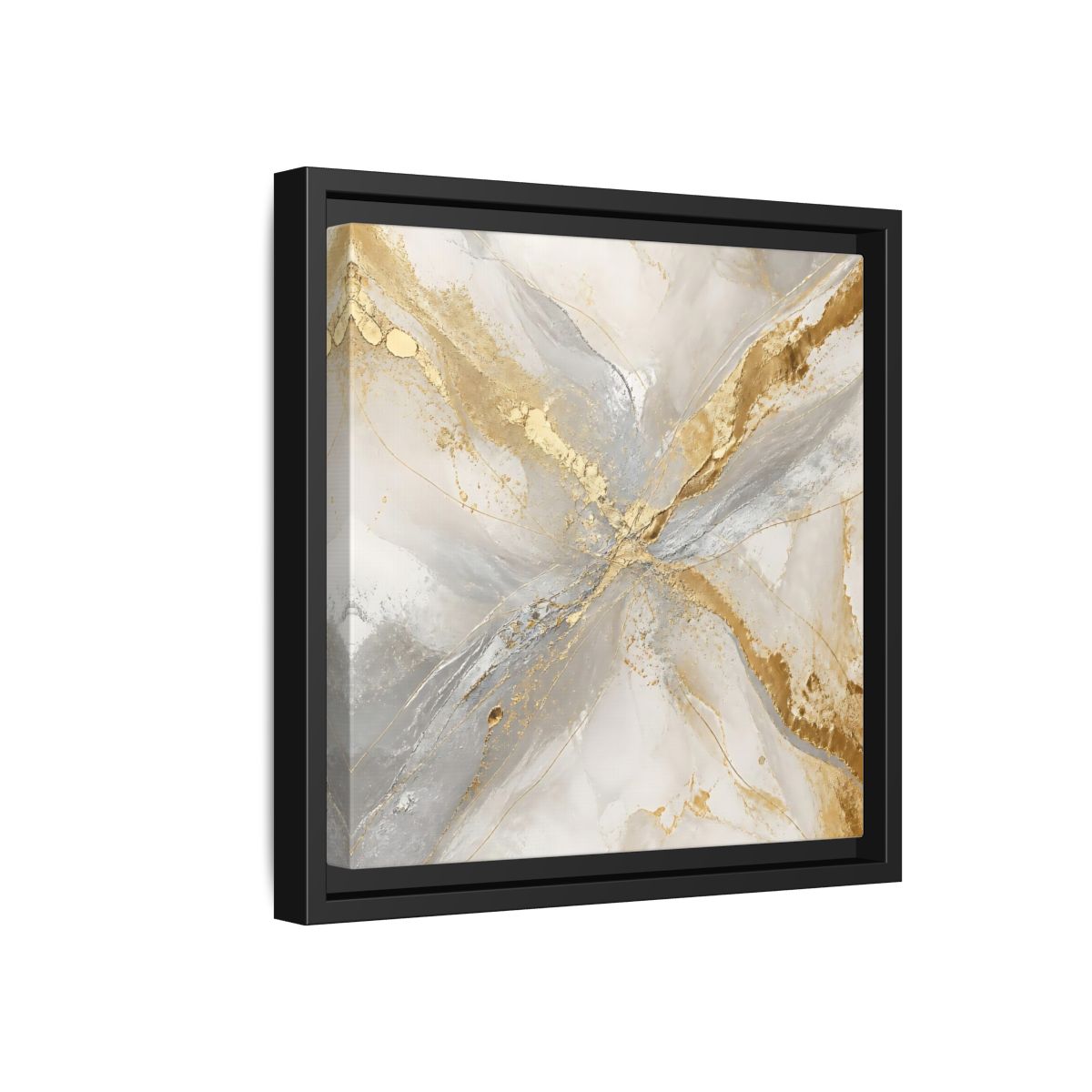 Side Mockup 18. Gilded Marble Veins shown as framed canvas print