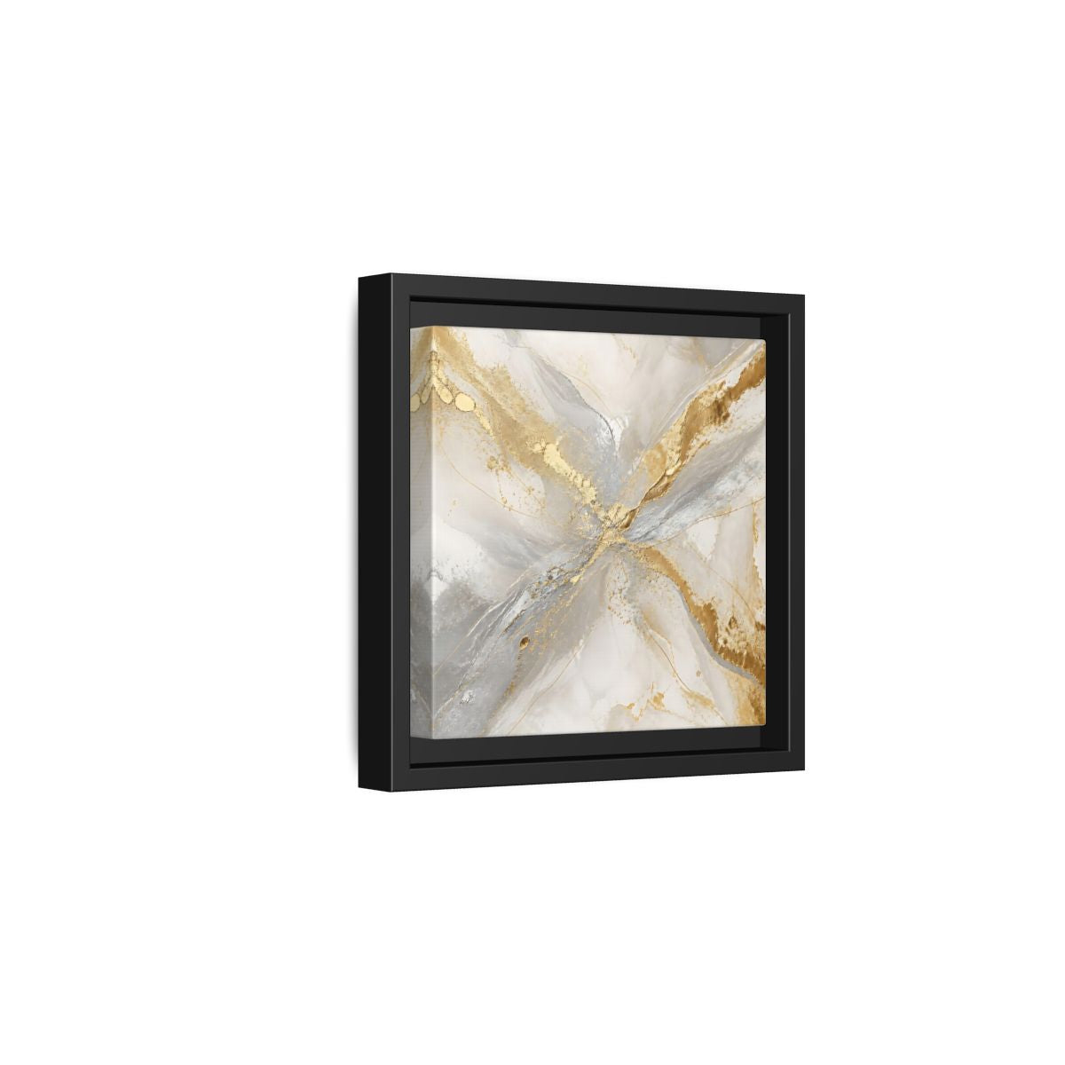 Side Mockup 3. Gilded Marble Veins shown as framed canvas print