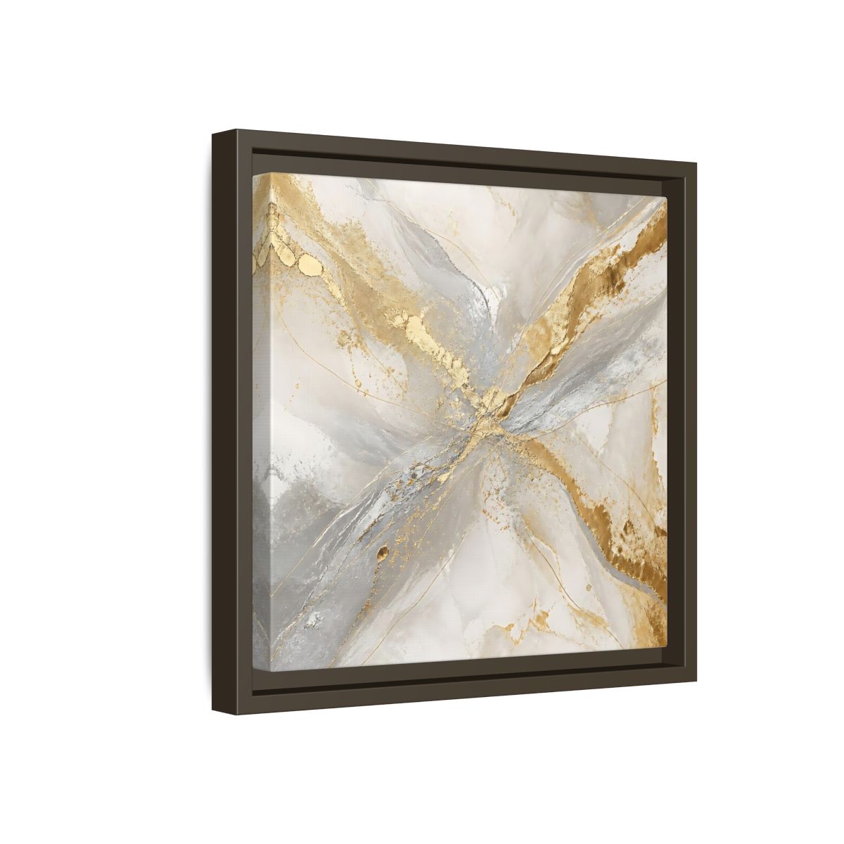 Side Mockup 17. Gilded Marble Veins shown as framed canvas print