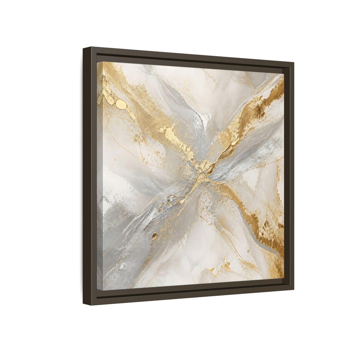 Side Mockup 14. Gilded Marble Veins shown as framed canvas print