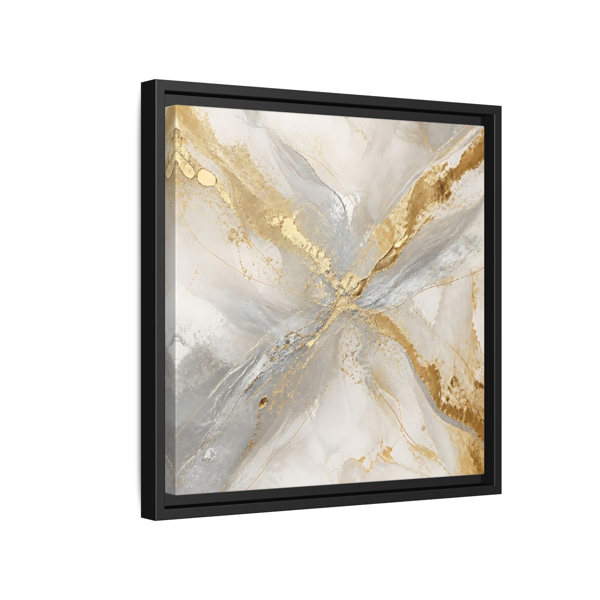 Side Mockup 15. Gilded Marble Veins shown as framed canvas print
