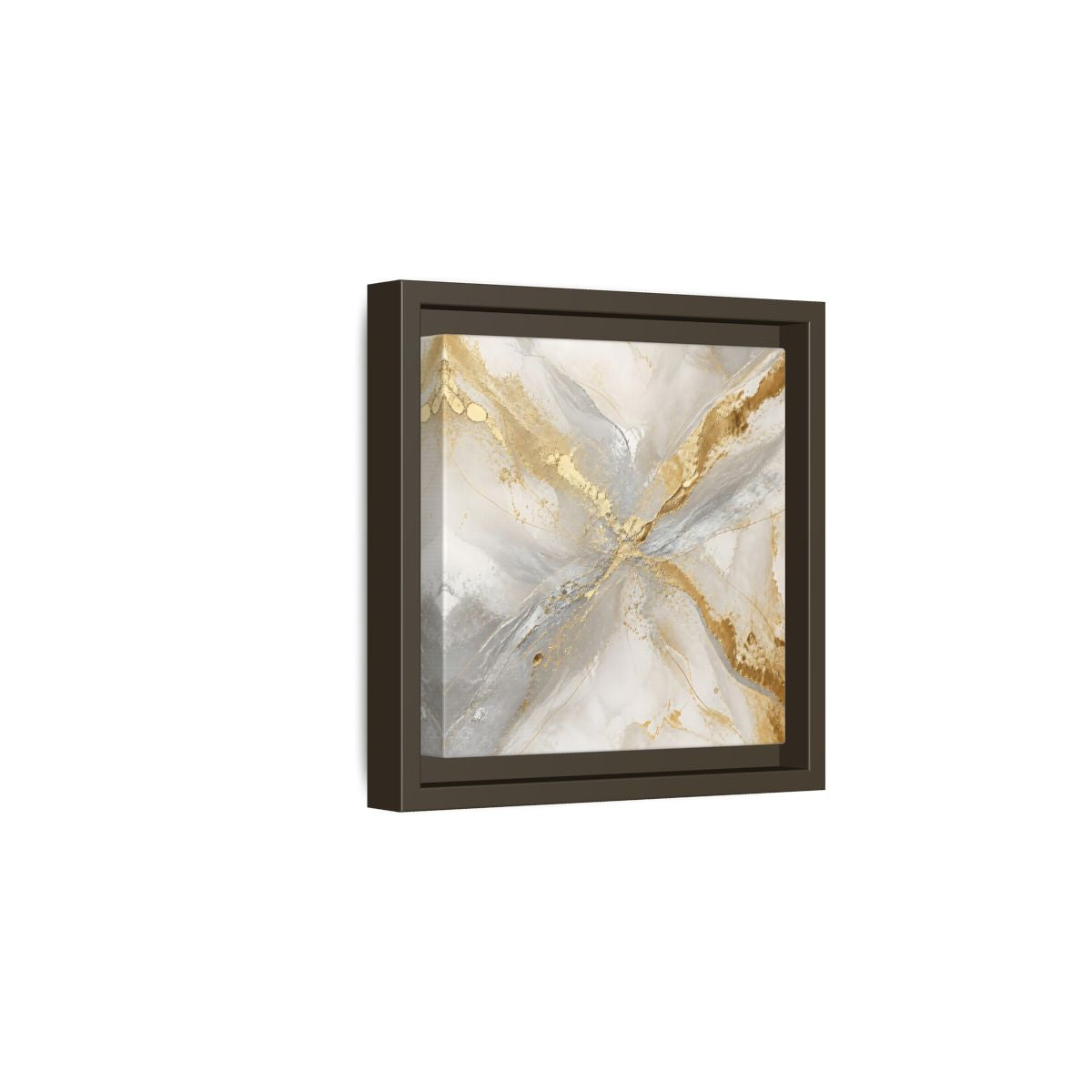 Side Mockup 2. Gilded Marble Veins shown as framed canvas print