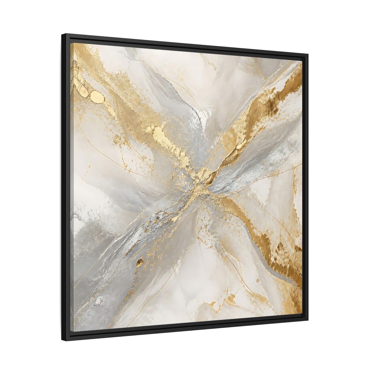 Side Mockup 30. Gilded Marble Veins shown as framed canvas print