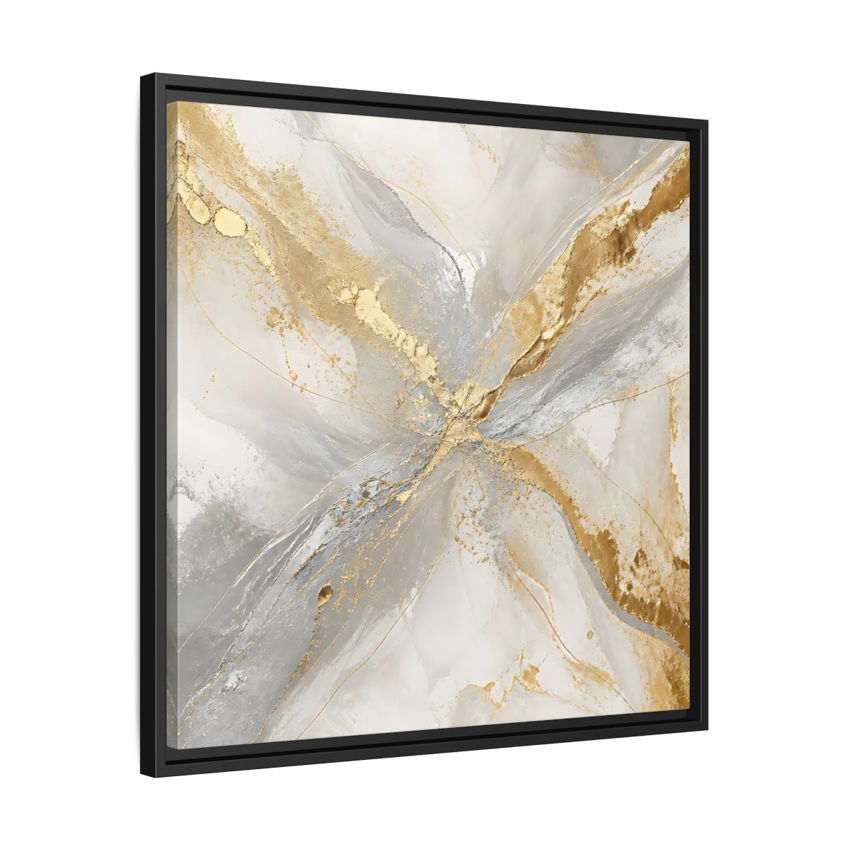 Side Mockup 31. Gilded Marble Veins shown as framed canvas print