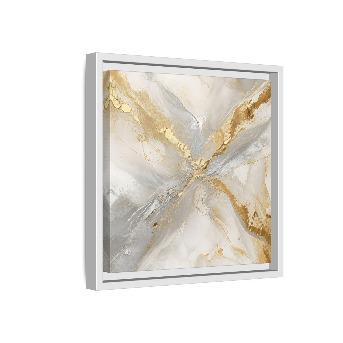 Side Mockup 16. Gilded Marble Veins shown as framed canvas print