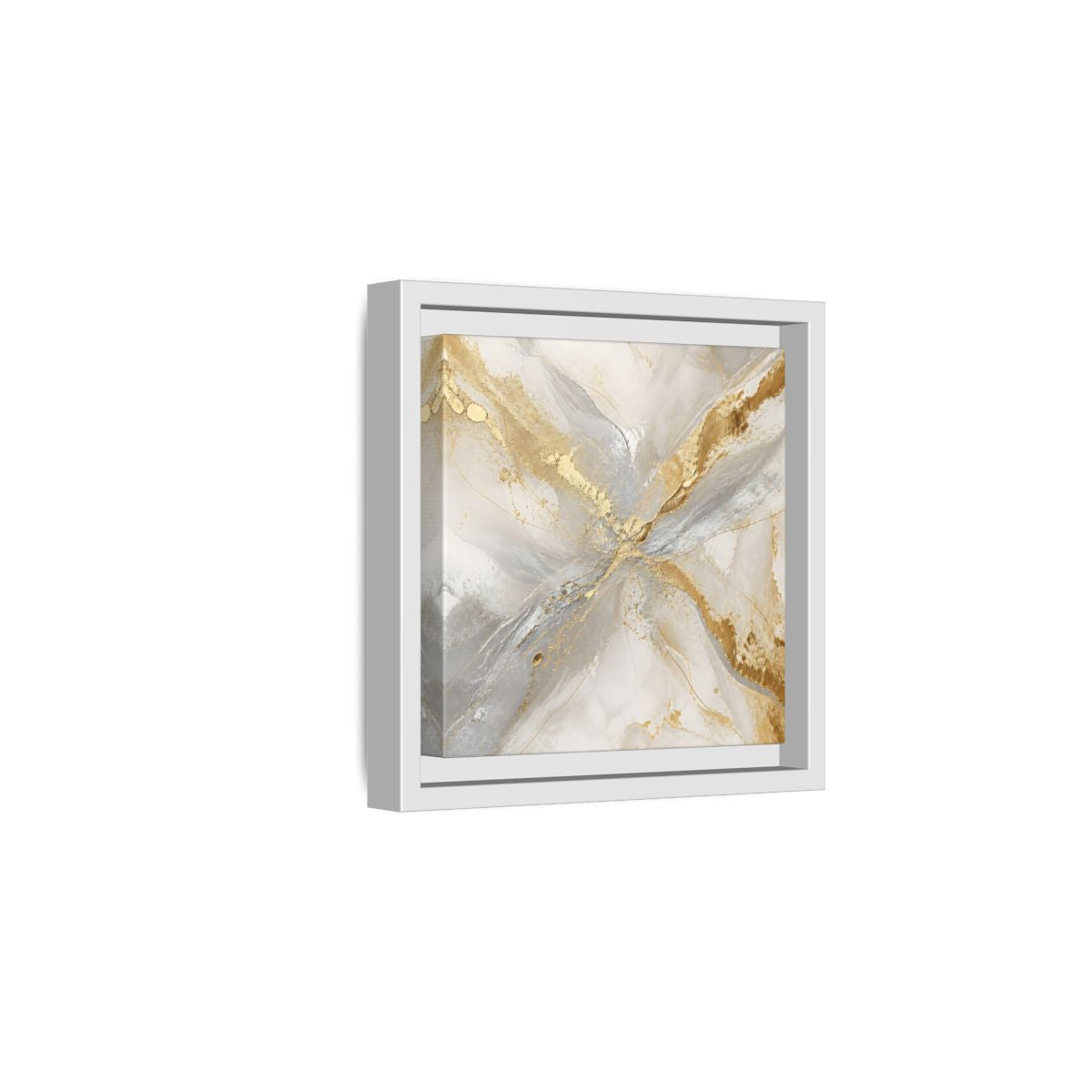 Side Mockup 1. Gilded Marble Veins shown as framed canvas print