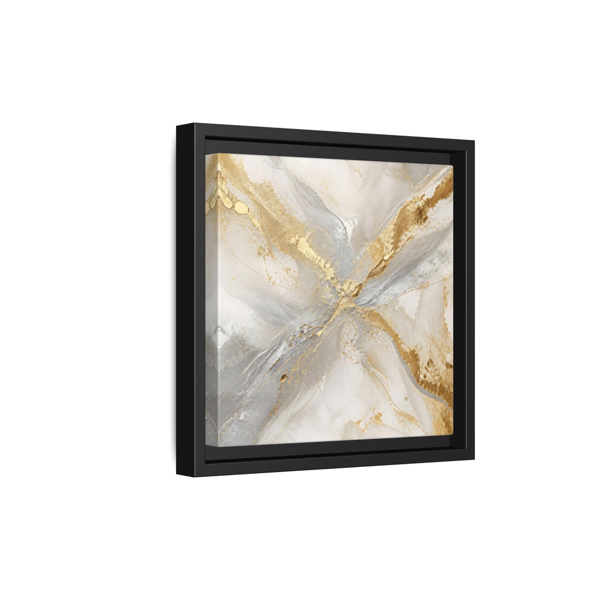 Side Mockup 21. Gilded Marble Veins shown as framed canvas print