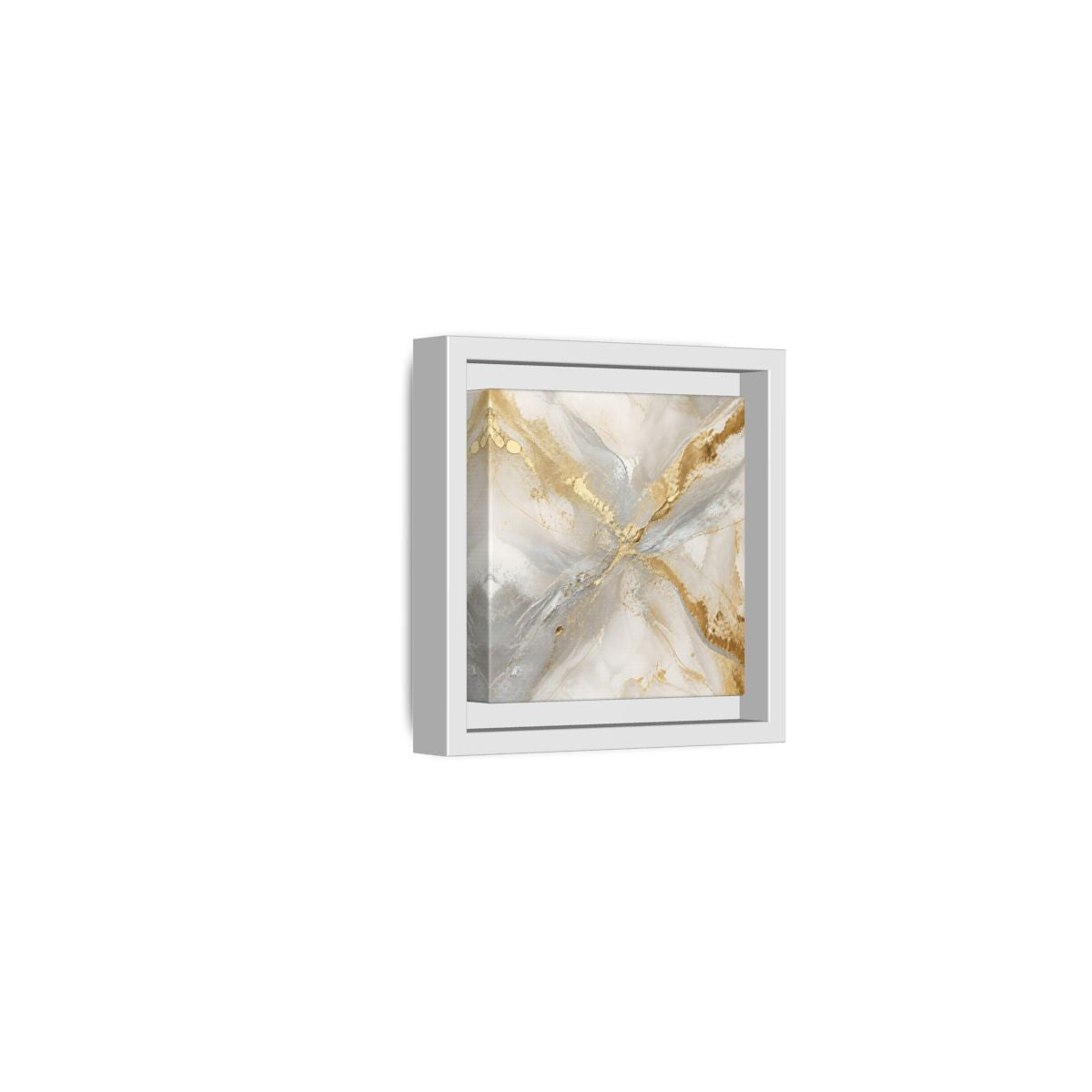 Side Mockup 22. Gilded Marble Veins shown as framed canvas print