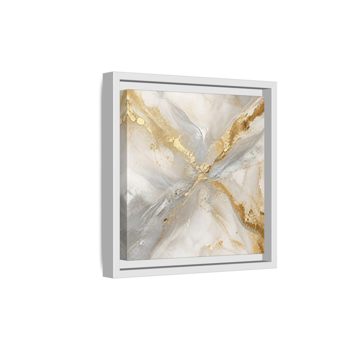 Side Mockup 19. Gilded Marble Veins shown as framed canvas print