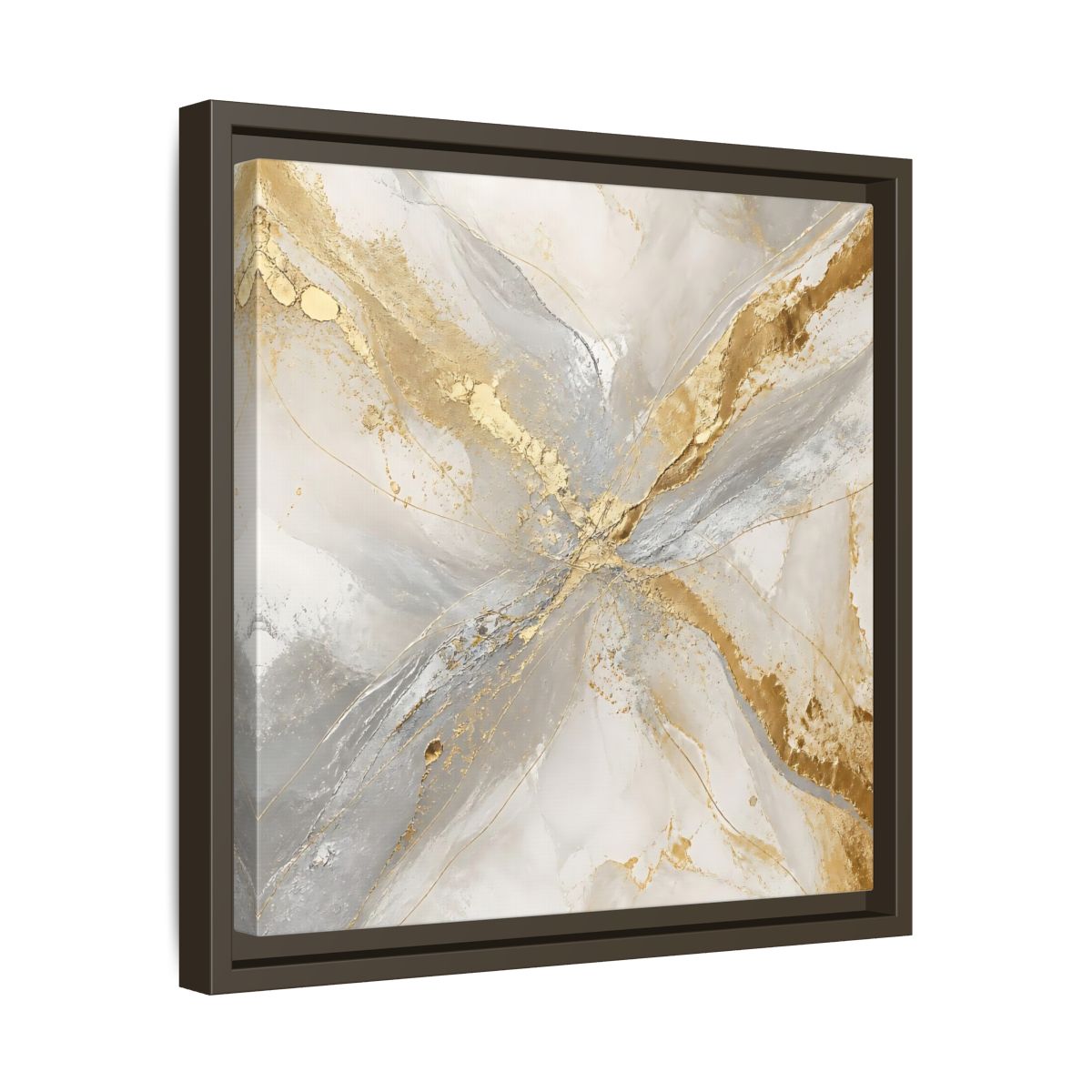 Side Mockup 29. Gilded Marble Veins shown as framed canvas print