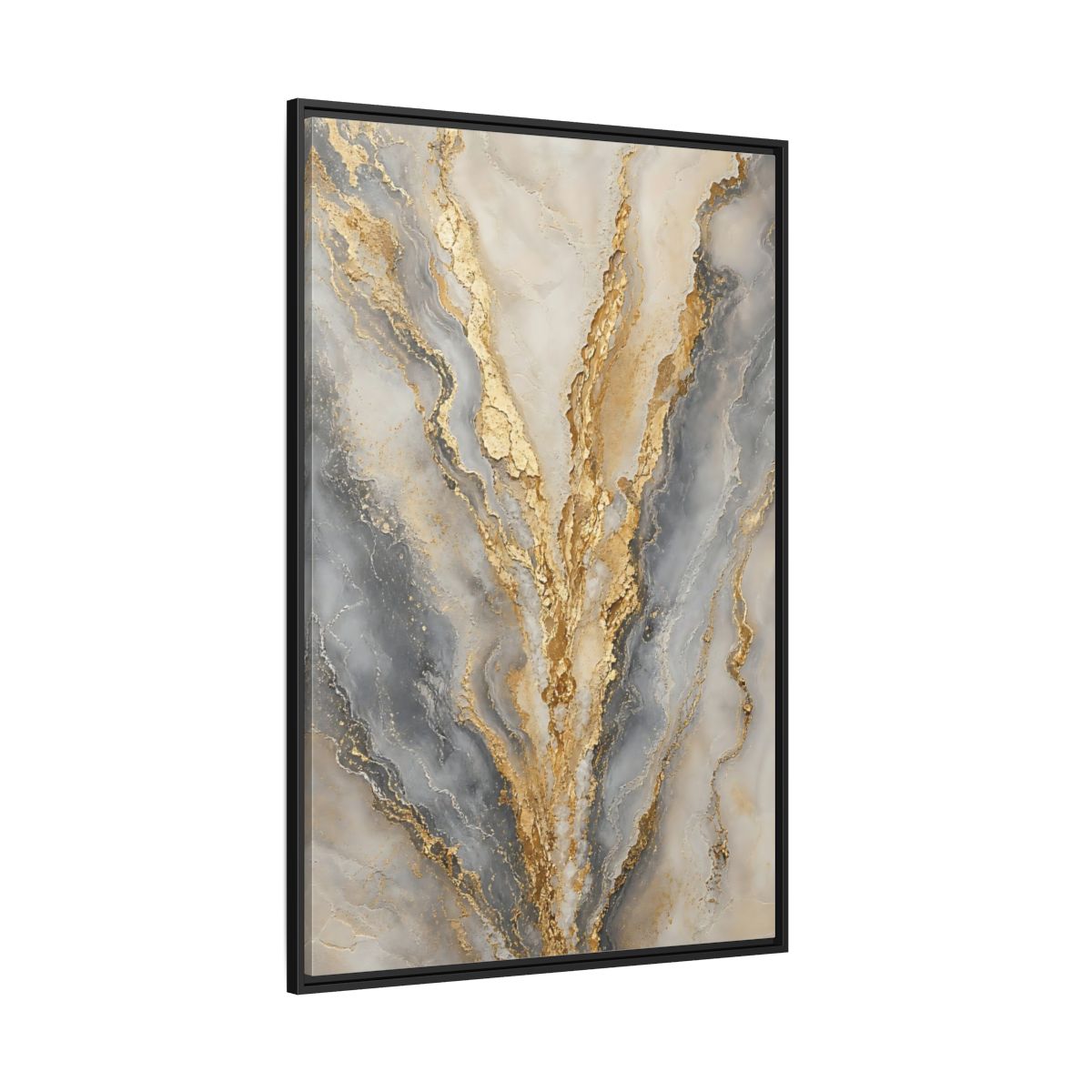 Side Mockup 12. Gilded Marble Veins shown as framed canvas print