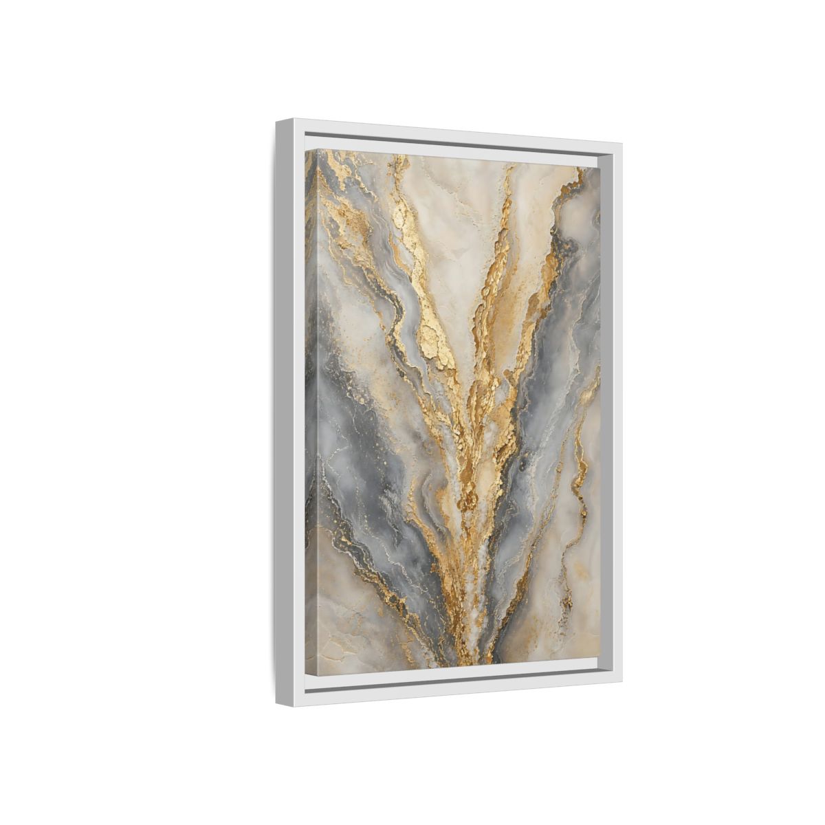 Side Mockup 4. Gilded Marble Veins shown as framed canvas print