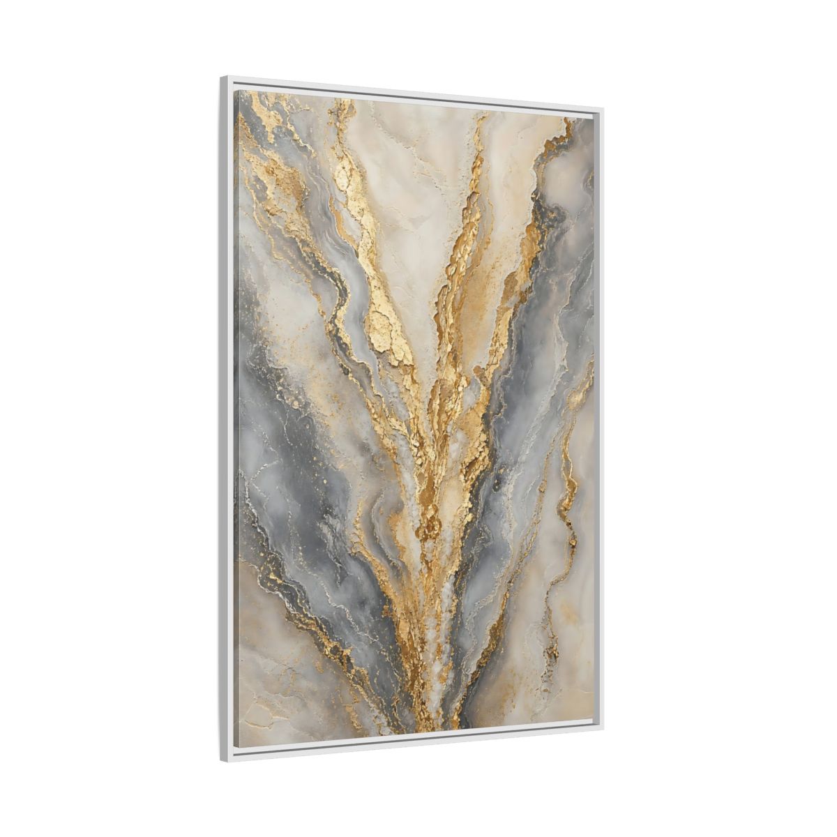 Side Mockup 7. Gilded Marble Veins shown as framed canvas print