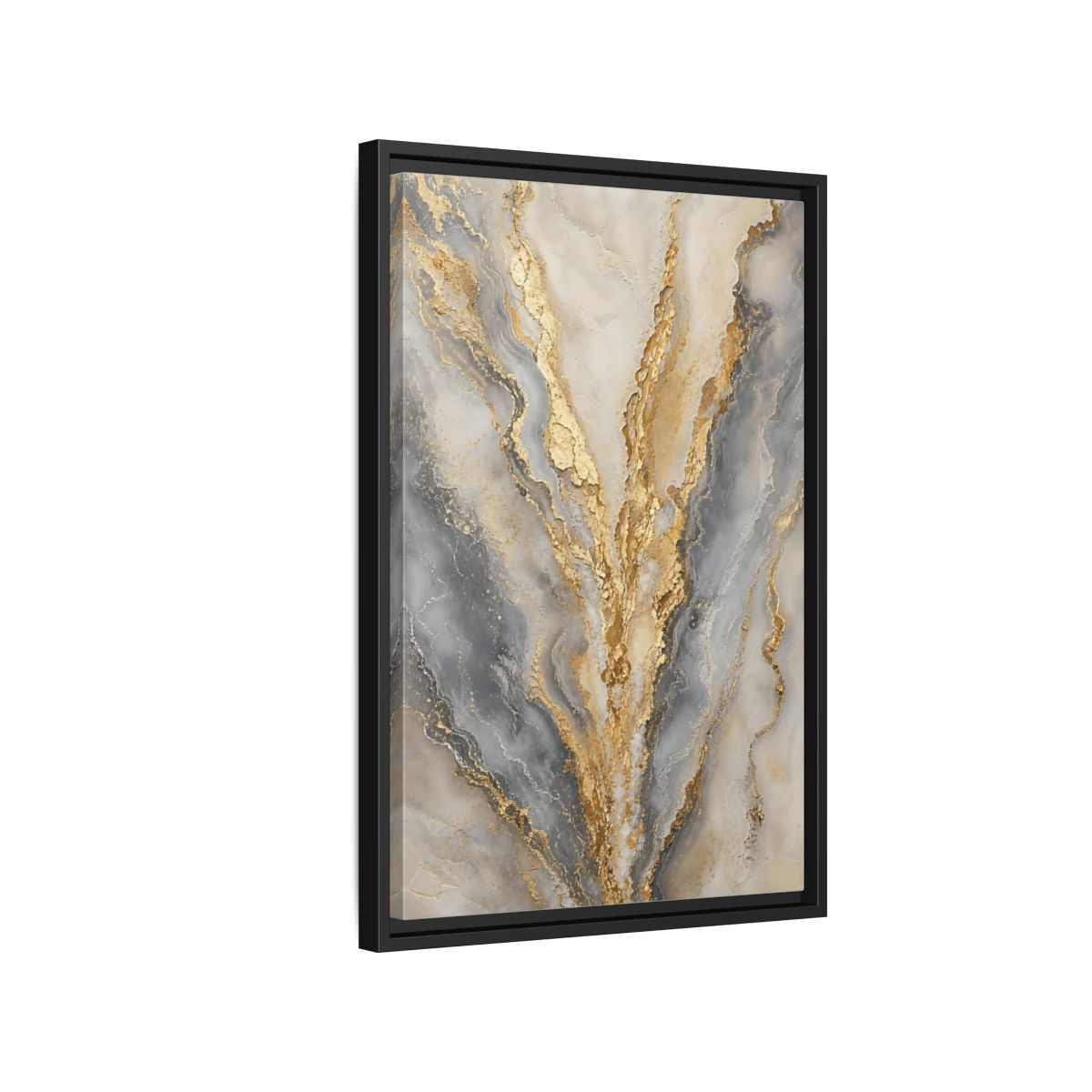Side Mockup 3. Gilded Marble Veins shown as framed canvas print