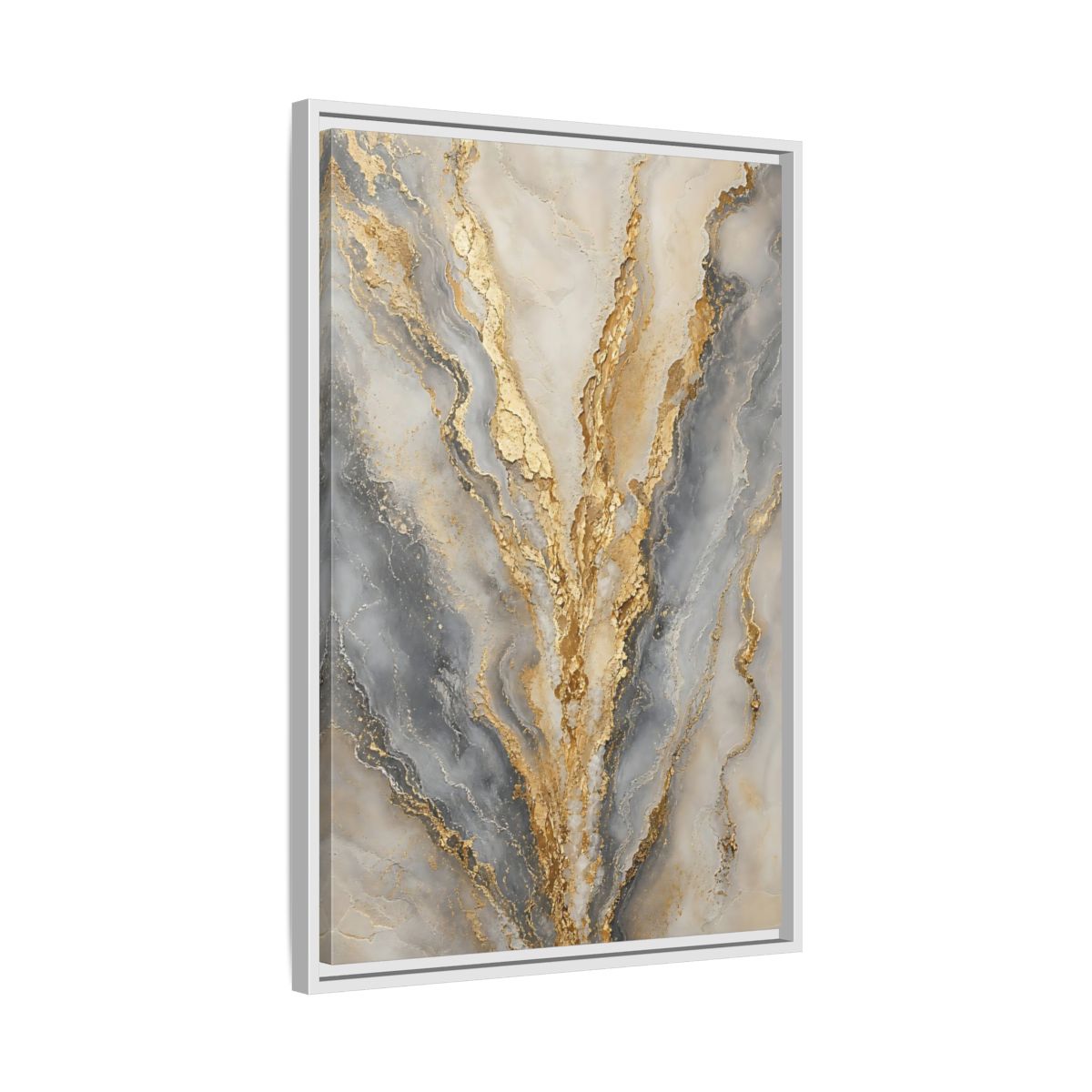 Side Mockup 10. Gilded Marble Veins shown as framed canvas print
