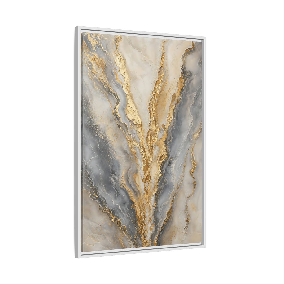 Side Mockup 9. Gilded Marble Veins shown as framed canvas print
