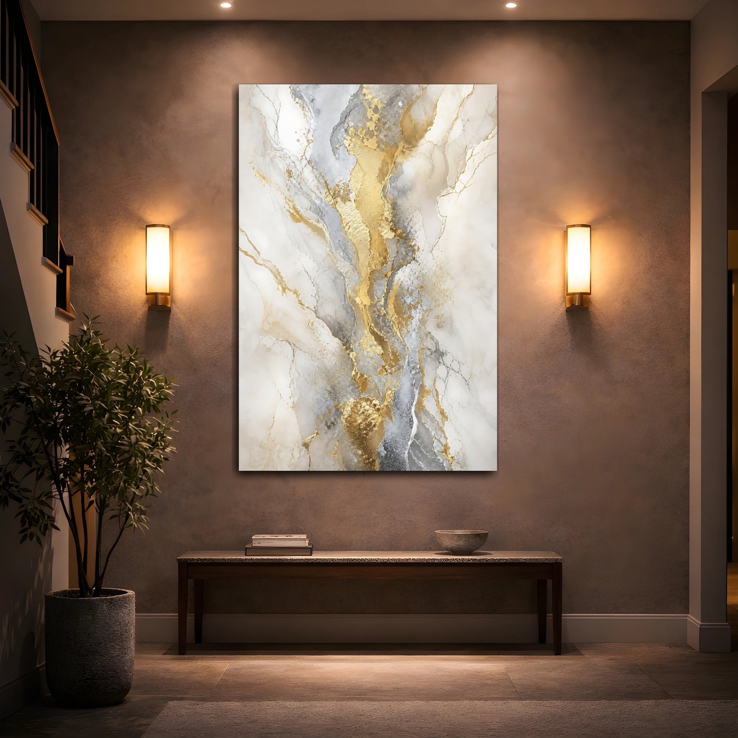 Mockup 2. Gilded Marble Veins shown as canvas print