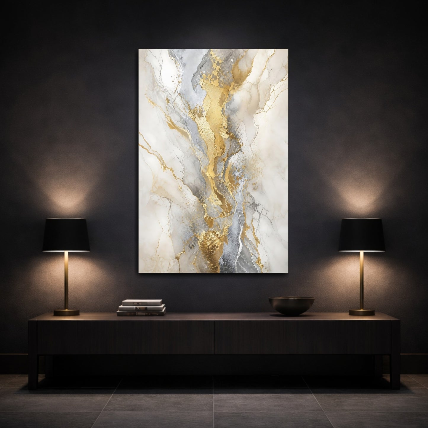 Mockup 3. Gilded Marble Veins shown as canvas print