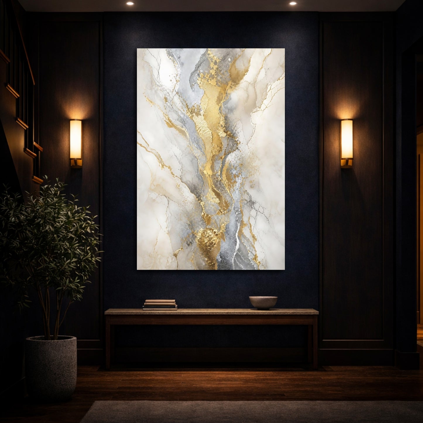 Mockup 4. Gilded Marble Veins shown as canvas print
