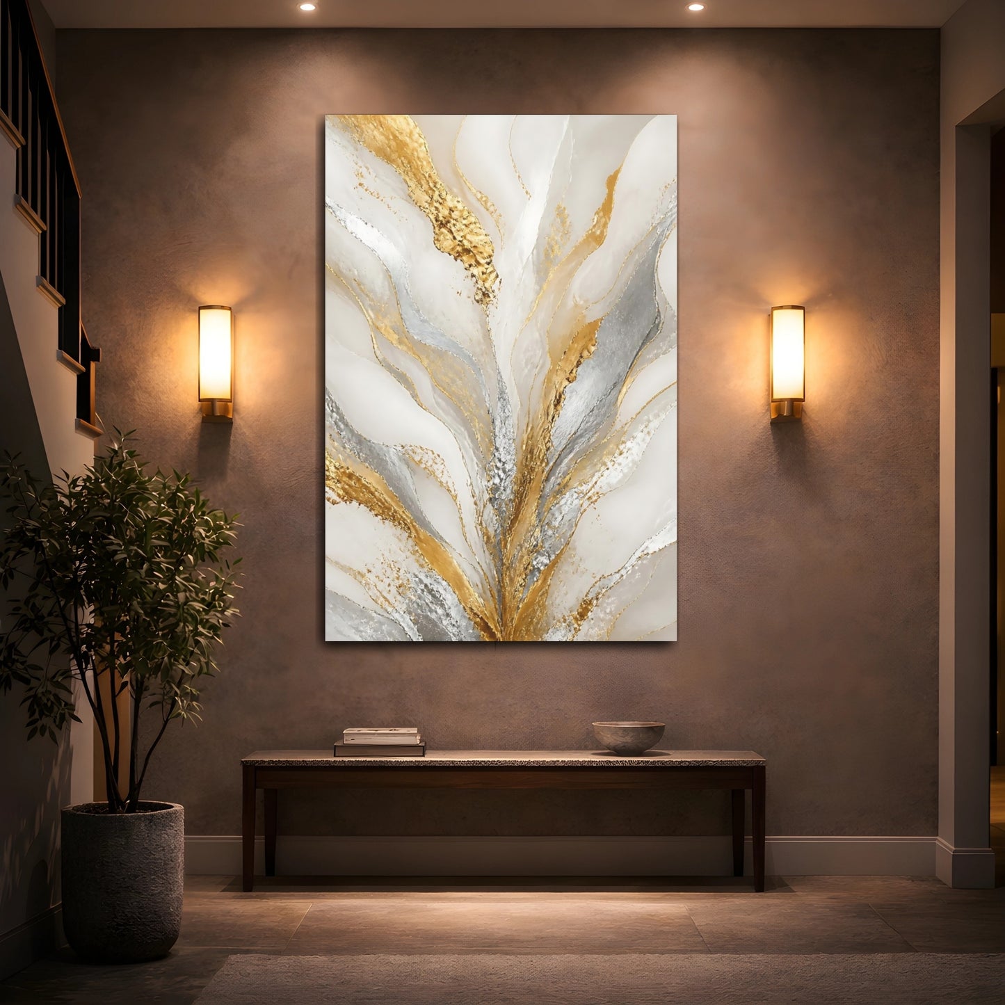 Mockup 2. Gilded Metallic Flow shown as canvas print