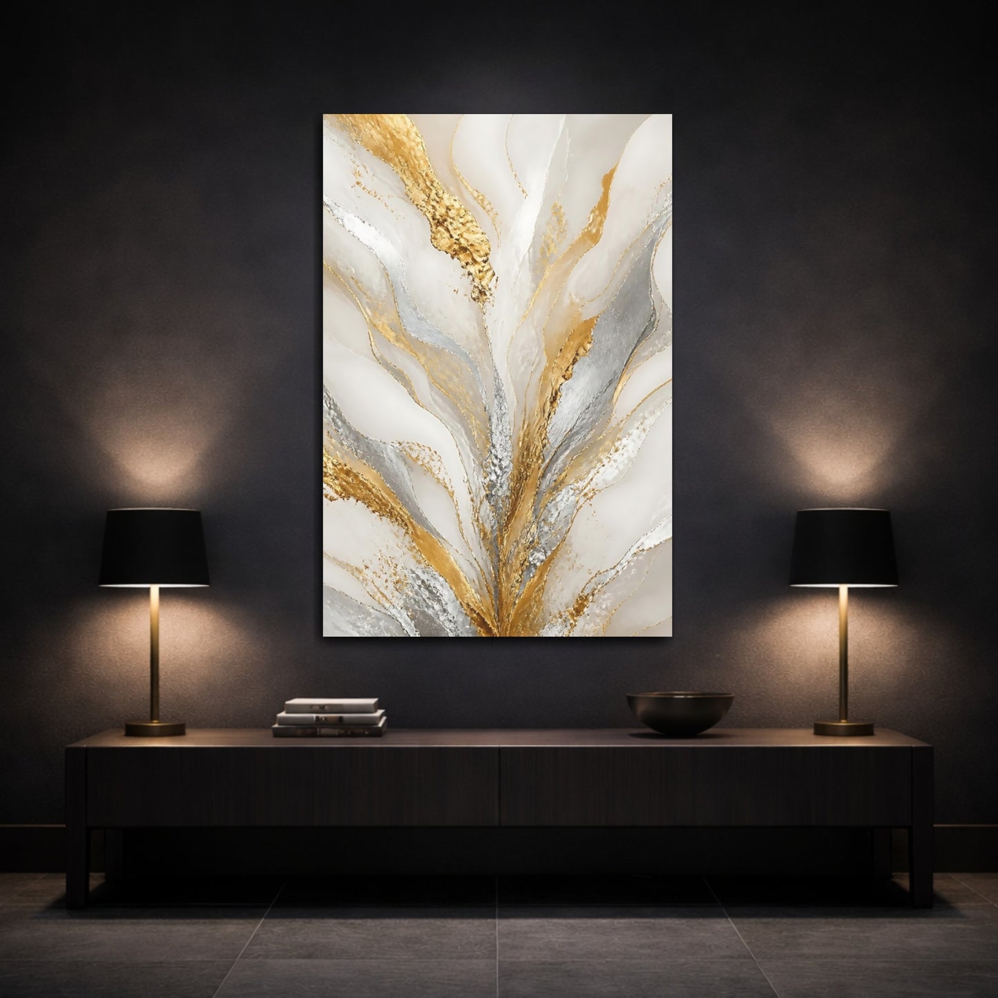 Mockup 3. Gilded Metallic Flow shown as canvas print
