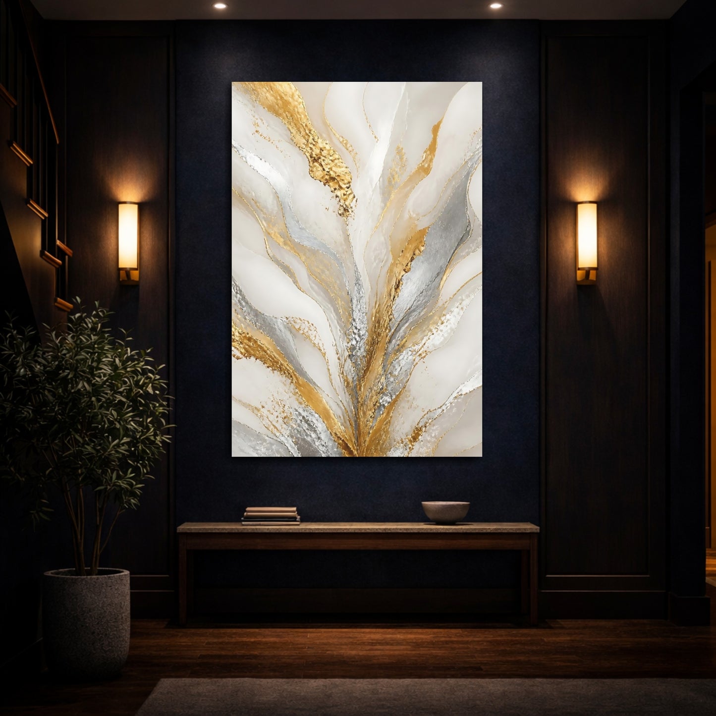 Mockup 4. Gilded Metallic Flow shown as canvas print